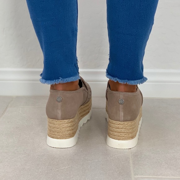 Taupe Perforated Thick Platform Sneakers - Picture 5 of 8